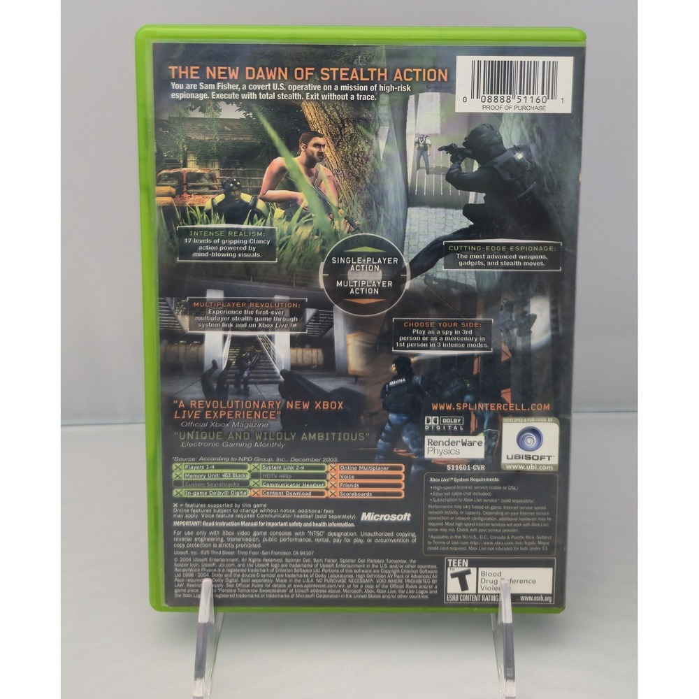 Tom Clancy's Splinter Cell Pandora Tomorrow Xbox 2004 - CIB W/ Reg Card Tested - Picture 3 of 12